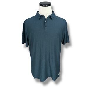 Vuori Polo Shirt Mens Large Heathered Blue Performance Short Sleeve Pullover